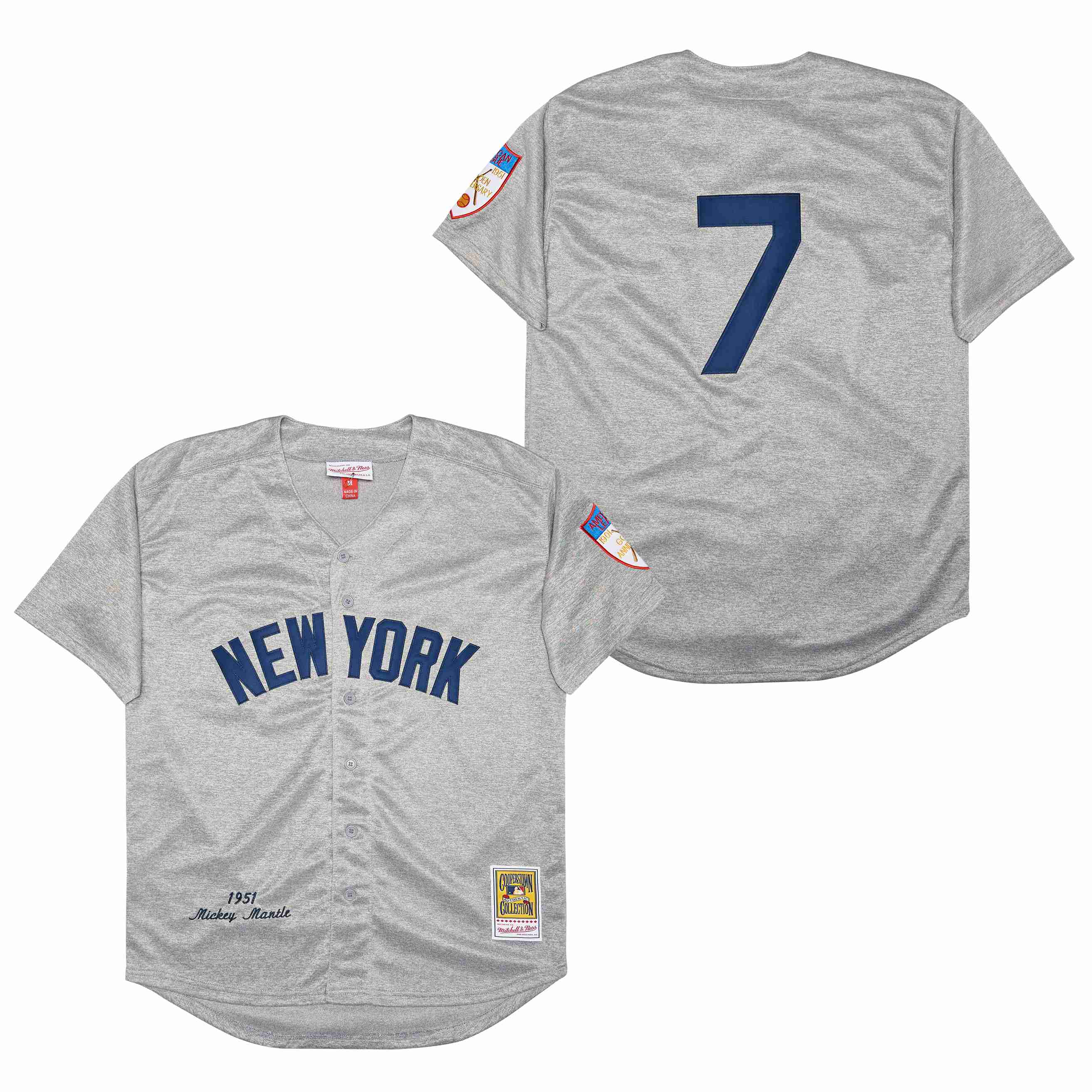 Men New York Yankees #7 No name Grey 1951 MLB Jersey